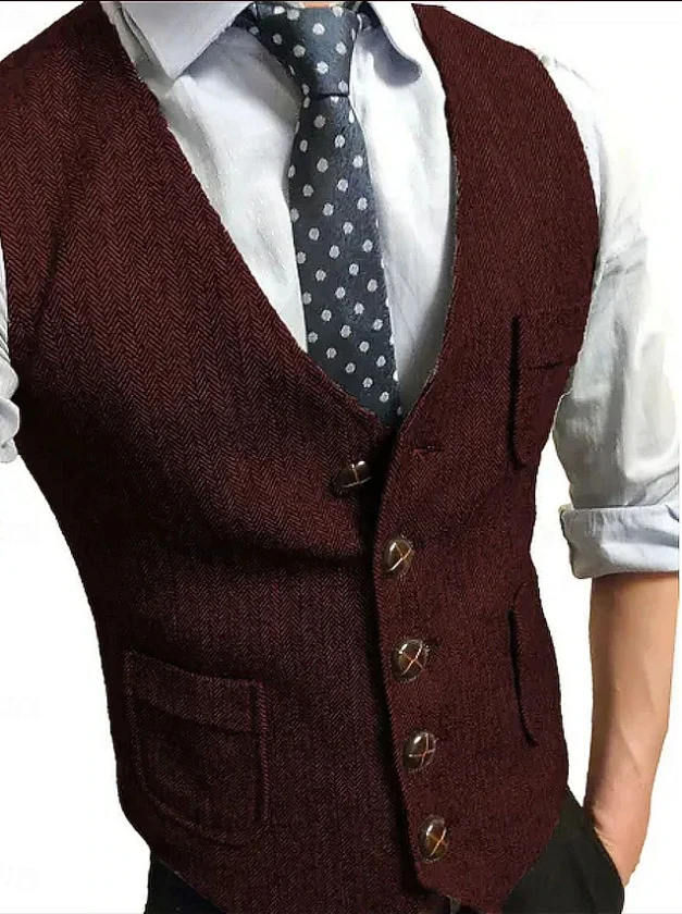 Herren Eleganter Weste aus Herringbone-Stoff Drune