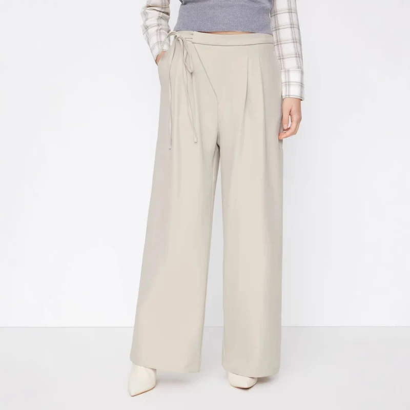 Damen Weite Streifenhose mit Taillengürtel Drune