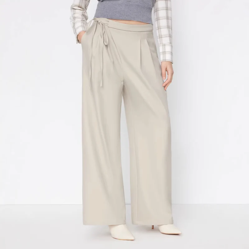 Damen Weite Streifenhose mit Taillengürtel Drune
