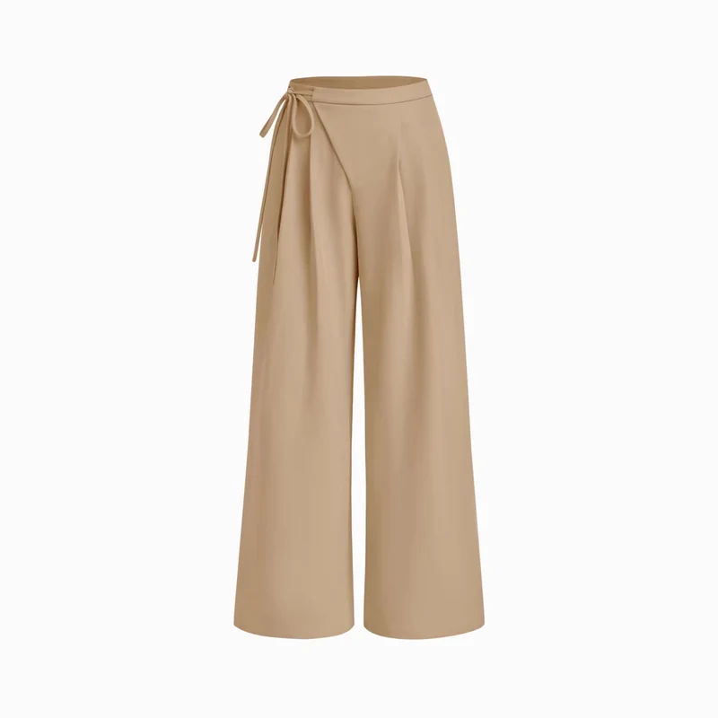 Damen Weite Streifenhose mit Taillengürtel Drune
