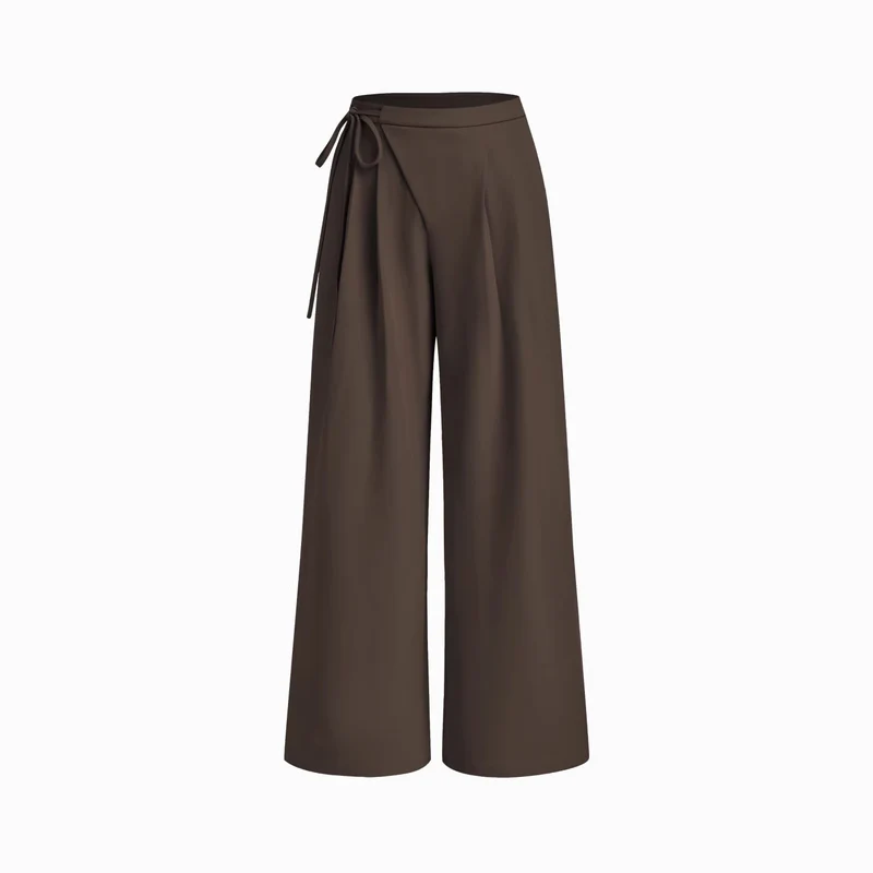Damen Weite Streifenhose mit Taillengürtel Drune