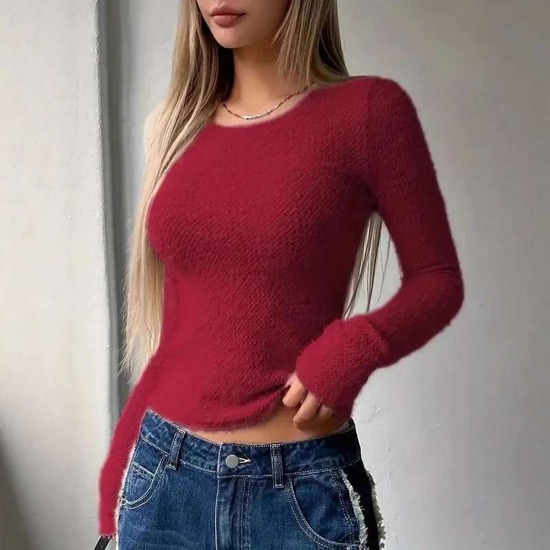 Damen Weiches Langarmshirt mit Struktur Drune