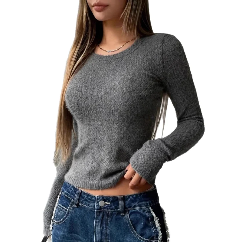 Damen Weiches Langarmshirt mit Struktur Drune