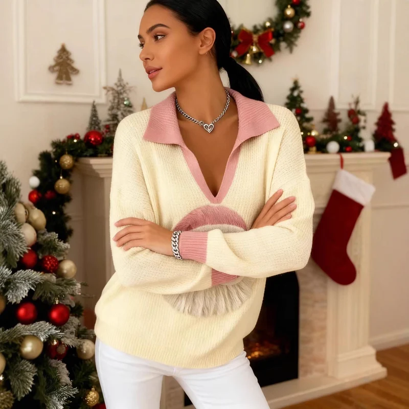 Damen Verspielter Pullover mit Weihnachtsmotiv Drune