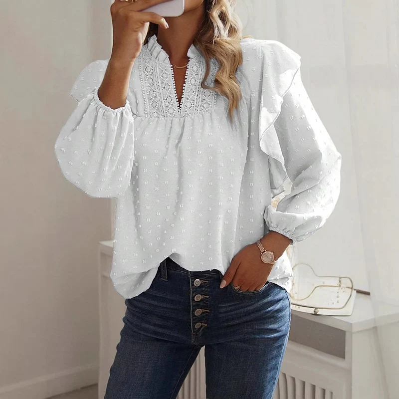 Damen Verspielte Rüschenbluse Drune