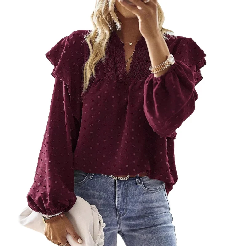Damen Verspielte Rüschenbluse Drune