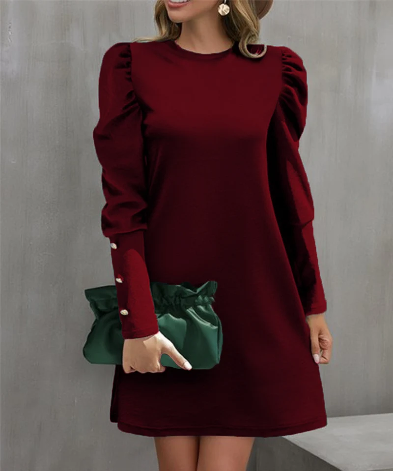 Damen Verspielt geschnittenes Langarmkleid Drune