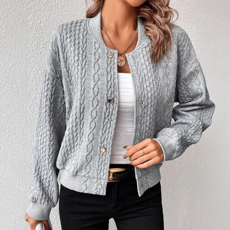 Damen Trendige Strickjacke mit Kabelmuster Drune