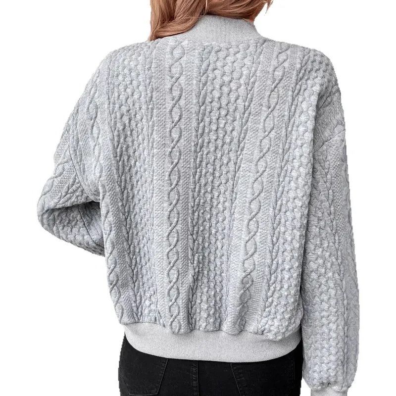 Damen Trendige Strickjacke mit Kabelmuster Drune