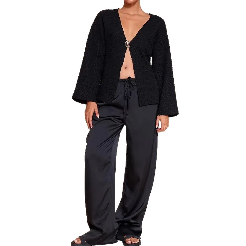 Damen Stylischer Strickcardigan mit tiefem V-Ausschnitt Drune