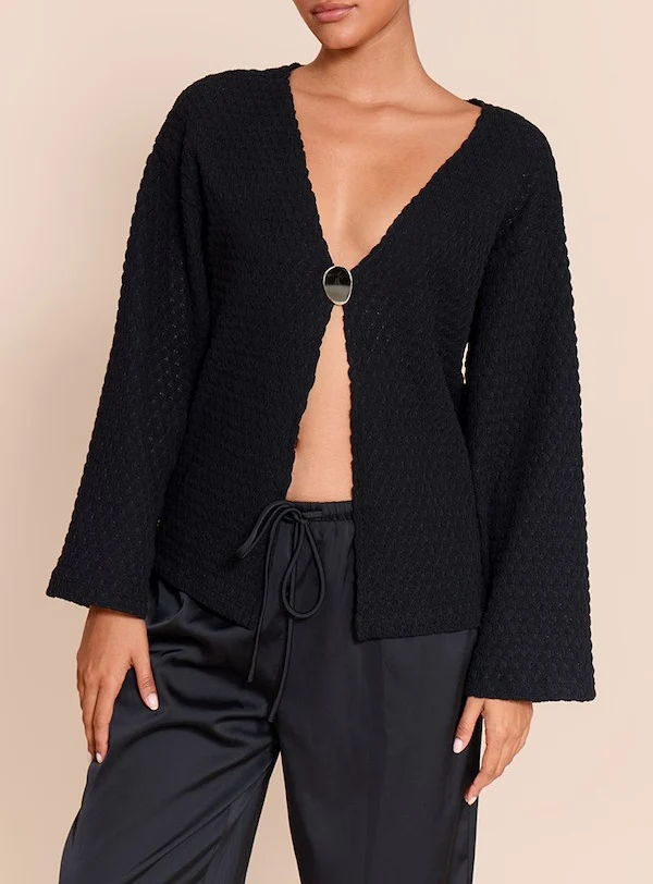 Damen Stylischer Strickcardigan mit tiefem V-Ausschnitt Drune
