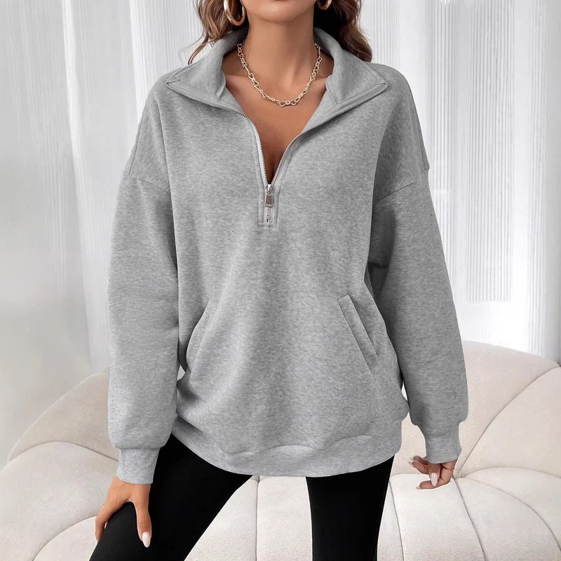 Damen Stylischer Pufferpullover mit Stehkragen Drune