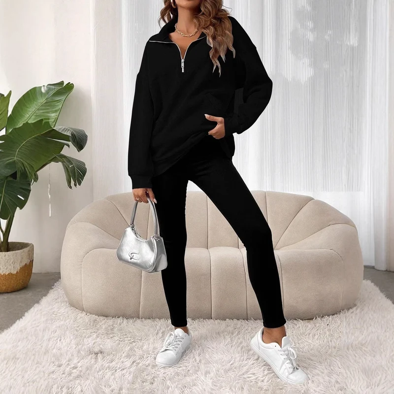 Damen Stylischer Pufferpullover mit Stehkragen Drune