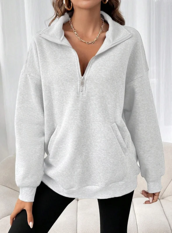 Damen Stylischer Pufferpullover mit Stehkragen Drune