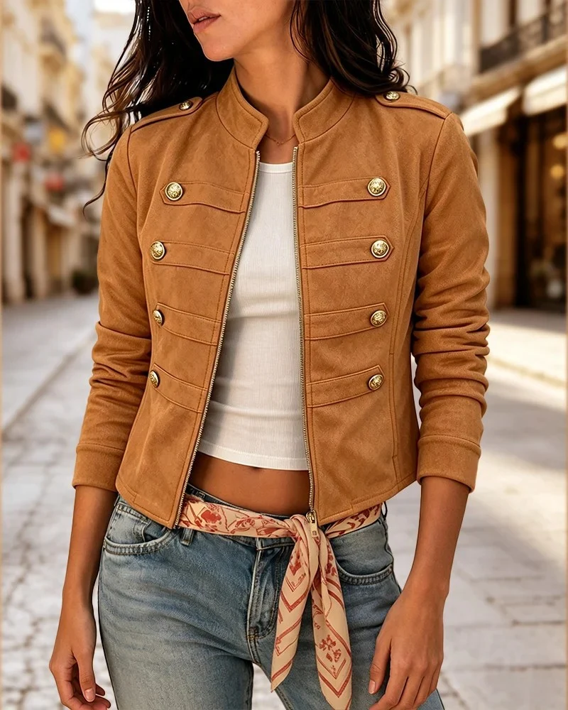 Damen Stylische Jacke im Militärstil Drune
