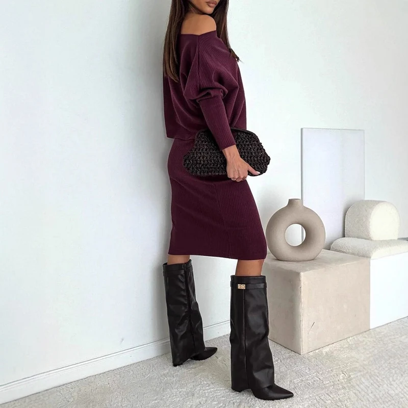 Damen Stilvolles Strickset Drune