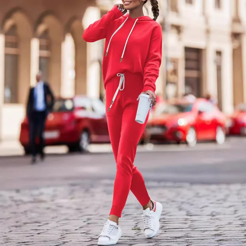 Damen Sportliches Hoodie-Set mit bequemem Jogger Drune