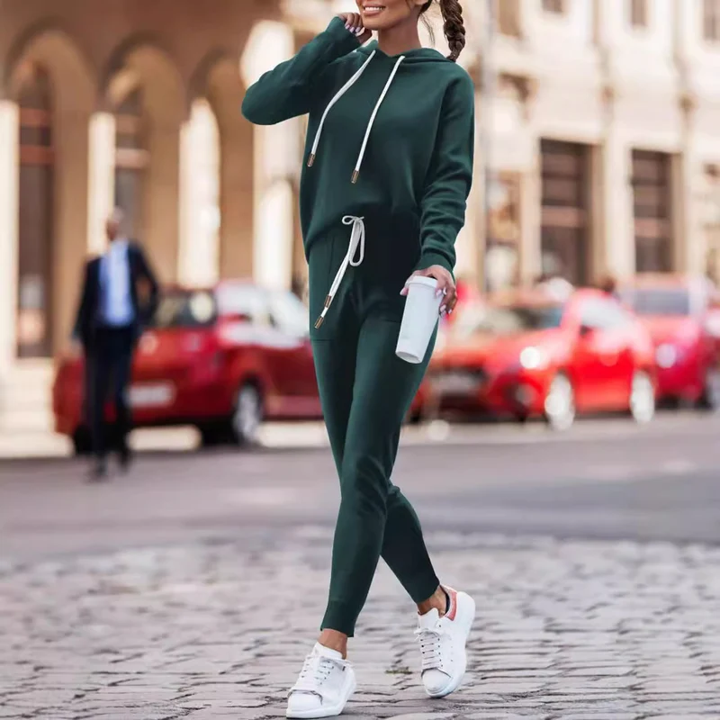 Damen Sportliches Hoodie-Set mit bequemem Jogger Drune