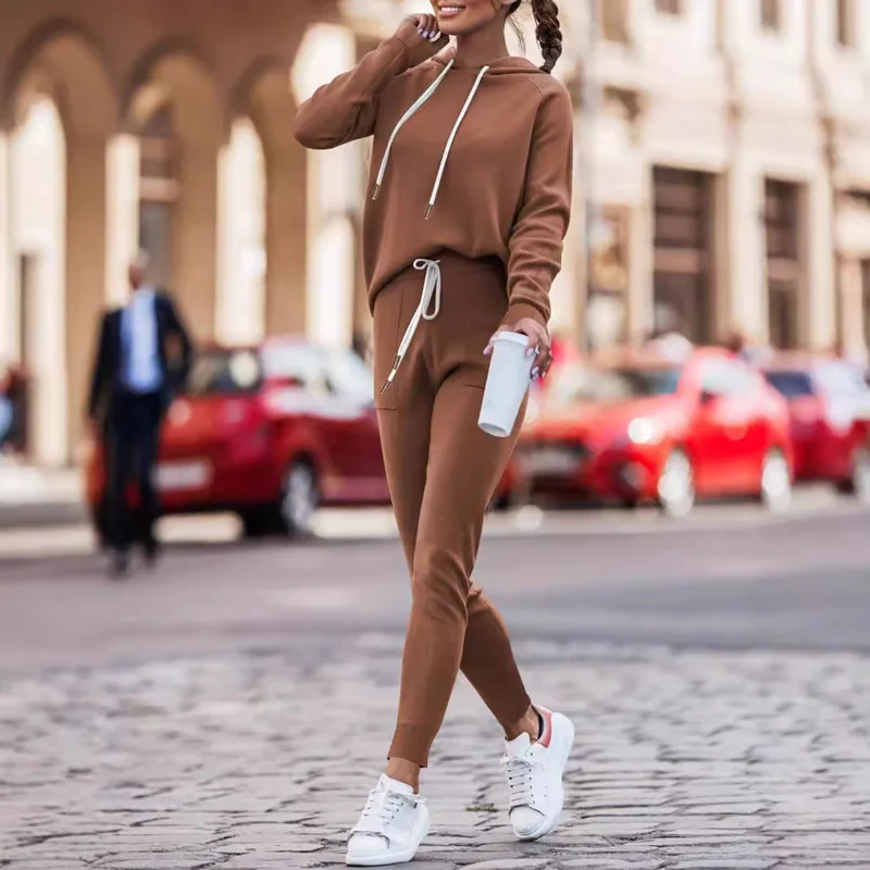 Damen Sportliches Hoodie-Set mit bequemem Jogger Drune