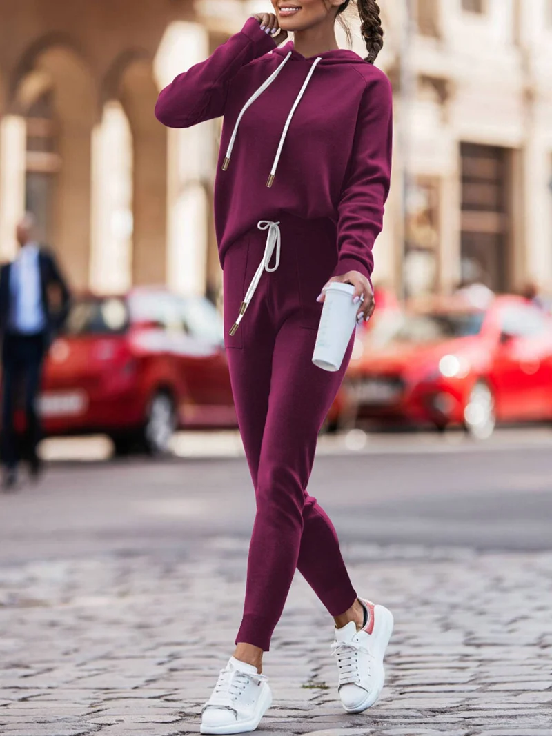Damen Sportliches Hoodie-Set mit bequemem Jogger Drune