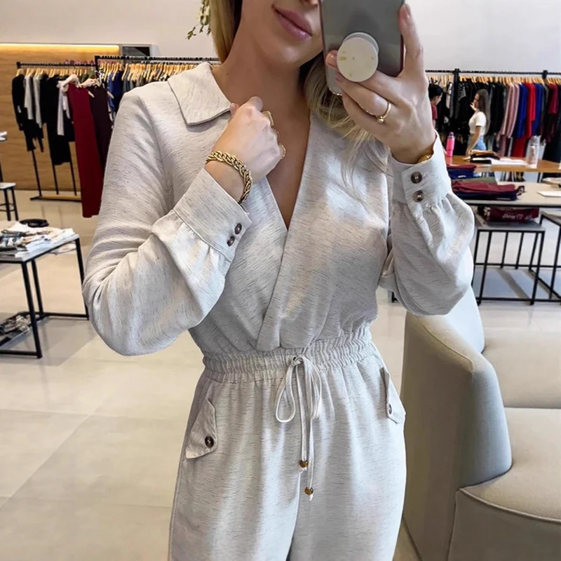 Damen Relaxed-fit Jumpsuit mit Bindegürtel Drune
