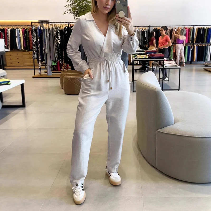 Damen Relaxed-fit Jumpsuit mit Bindegürtel Drune