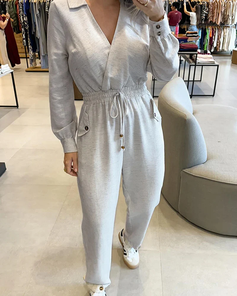 Damen Relaxed-fit Jumpsuit mit Bindegürtel Drune
