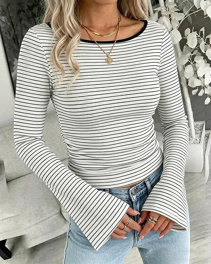 Damen Modisches Langarmshirt mit weitem Ärmel Drune