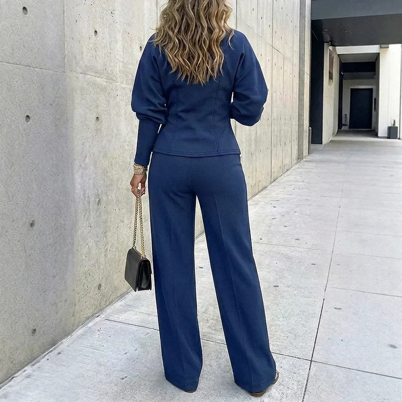 Damen Modisches Blazer-Set mit weiter Hose Drune