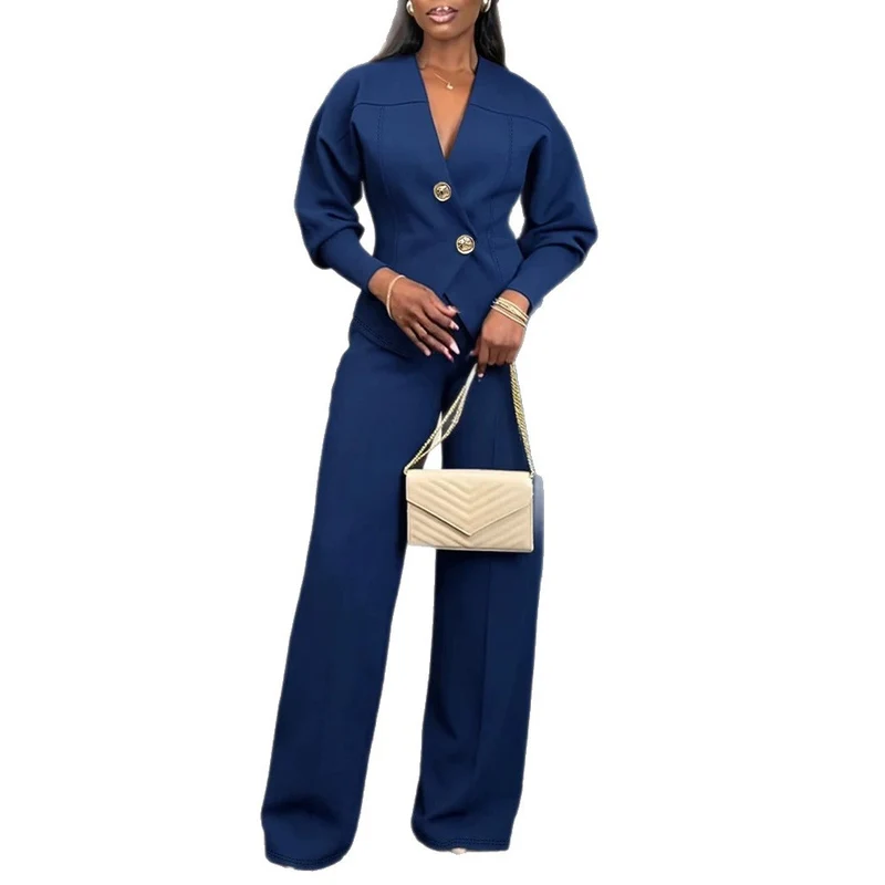 Damen Modisches Blazer-Set mit weiter Hose Drune