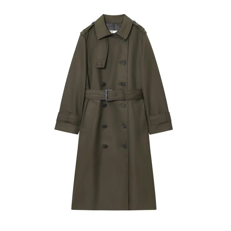 Damen 50+ klassischer Trenchcoat mit Doppelreihe, Taillengürtel und Schulterriegel Drune