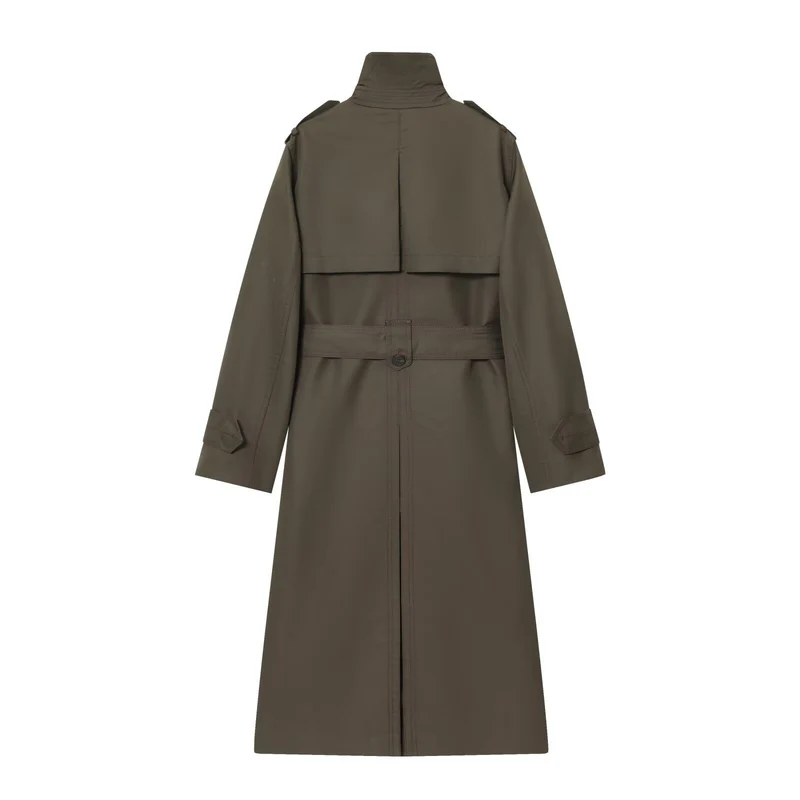 Damen 50+ klassischer Trenchcoat mit Doppelreihe, Taillengürtel und Schulterriegel Drune