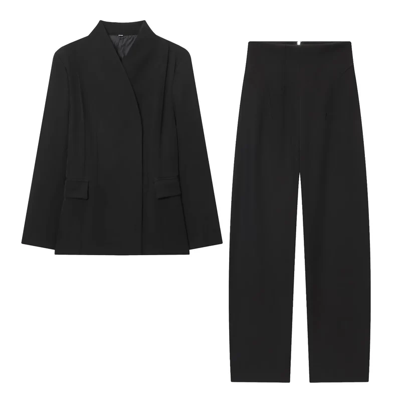 Damen 400+ weite High‑Waist Culottehose mit verdecktem Reißverschluss und hohem Bund Drune
