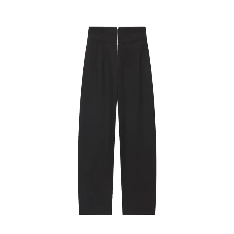 Damen 400+ weite High‑Waist Culottehose mit verdecktem Reißverschluss und hohem Bund Drune