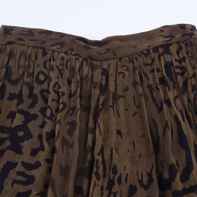 Damen 400+ plissierte weite Palazzo‑Hose mit Animalprint und elastischem Saum Drune