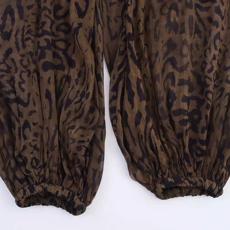 Damen 400+ plissierte weite Palazzo‑Hose mit Animalprint und elastischem Saum Drune