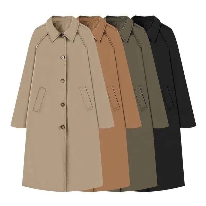 Damen 400+ lang geschnittener Trenchcoat mit Raglanärmeln und verdeckter Knopfleiste Drune