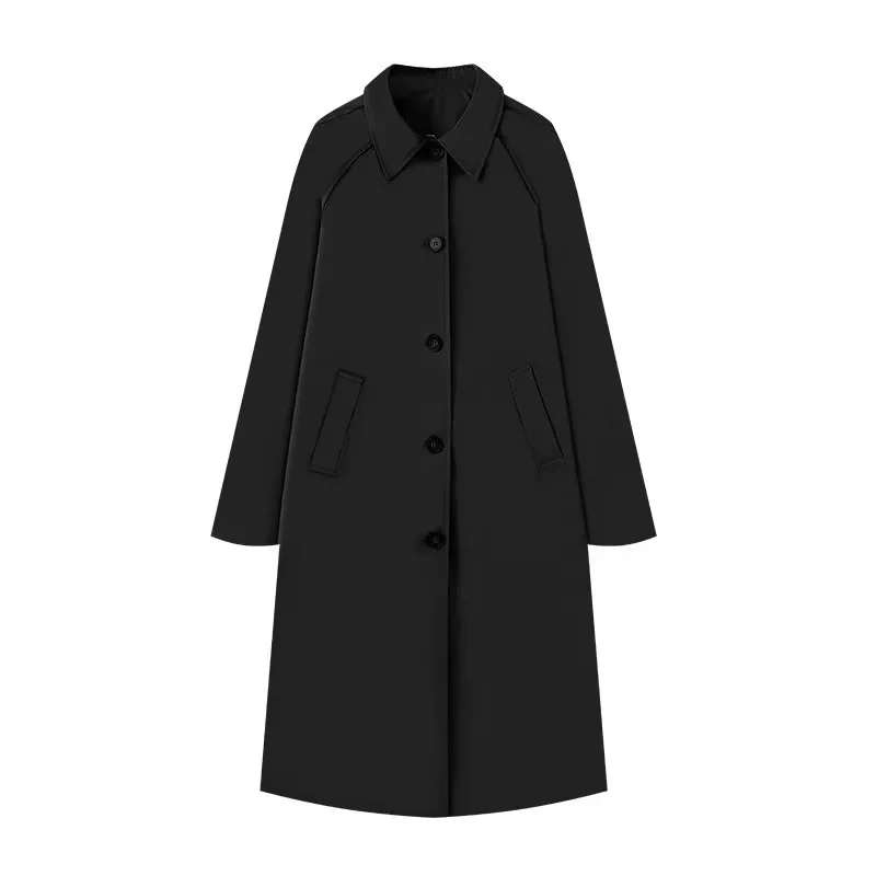 Damen 400+ lang geschnittener Trenchcoat mit Raglanärmeln und verdeckter Knopfleiste Drune