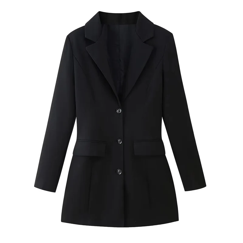 Damen 400+ figurschmeichelnder Longblazer mit strukturierter Rückennaht, Pattentaschen und Stretchfutter Drune