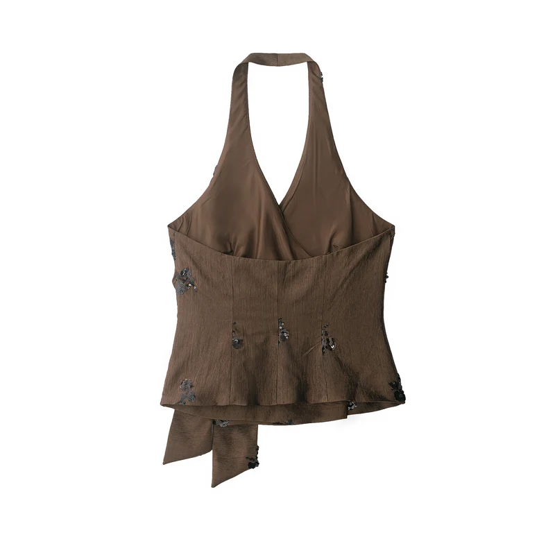 Damen 40+ weite Palazzo‑Culotte mit floraler Paillettenbestickung Drune