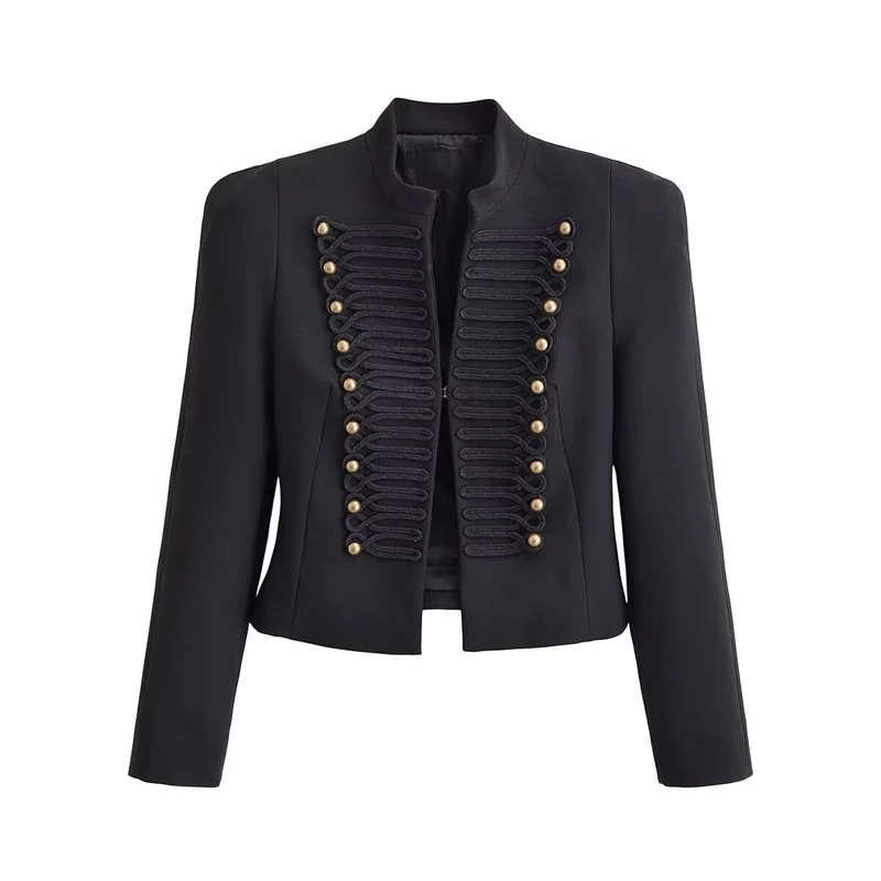 Damen 40+ taillierter Militärblazer mit Kordel- und Zierknopfdetails Drune
