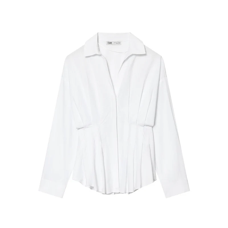 Damen 40+ taillierte gestreifte Hemdbluse mit Wickeloptik und Kentkragen Drune