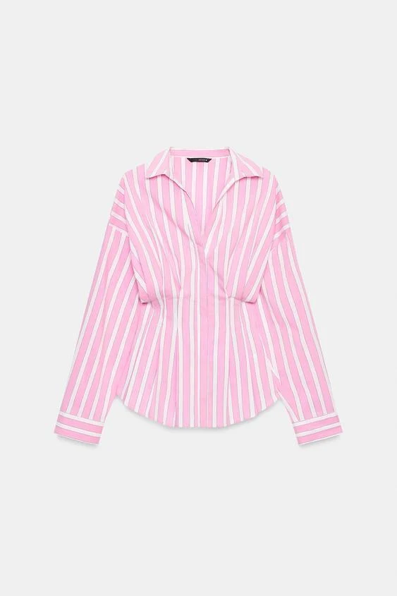 Damen 40+ taillierte gestreifte Hemdbluse mit Wickeloptik und Kentkragen Drune