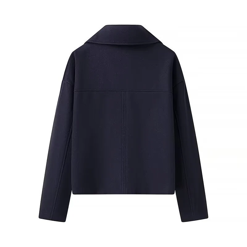 Damen 40+ kurzer doppeltreihiger Wollmix‑Blouson mit großem Revers Drune