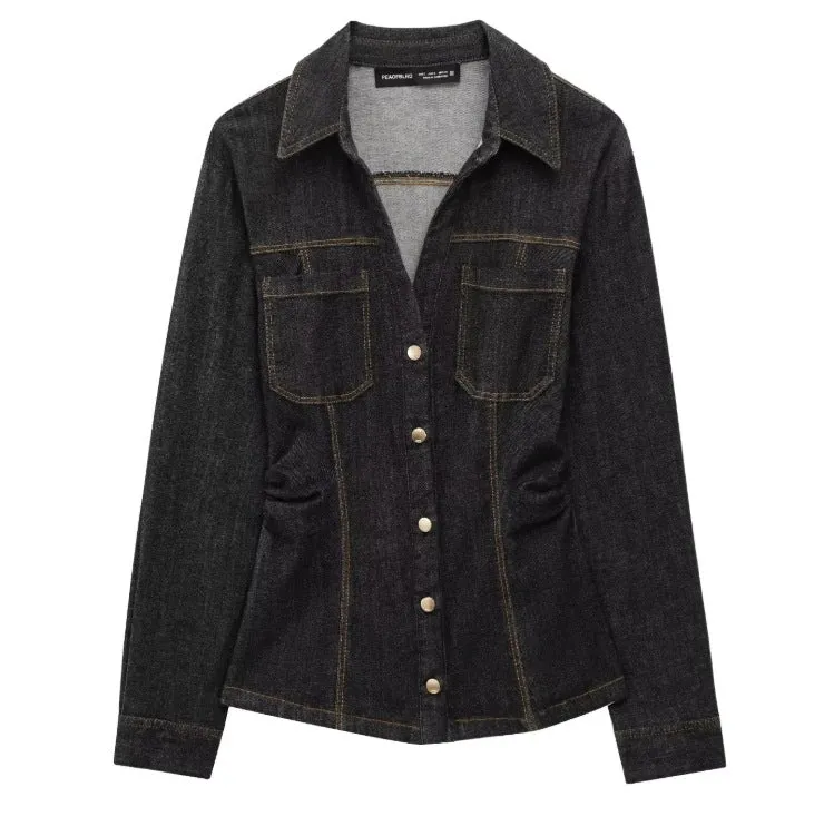 Damen 40+ hochtaillierte weite Denimhose mit Bügelfalte und Saumaufschlag Drune