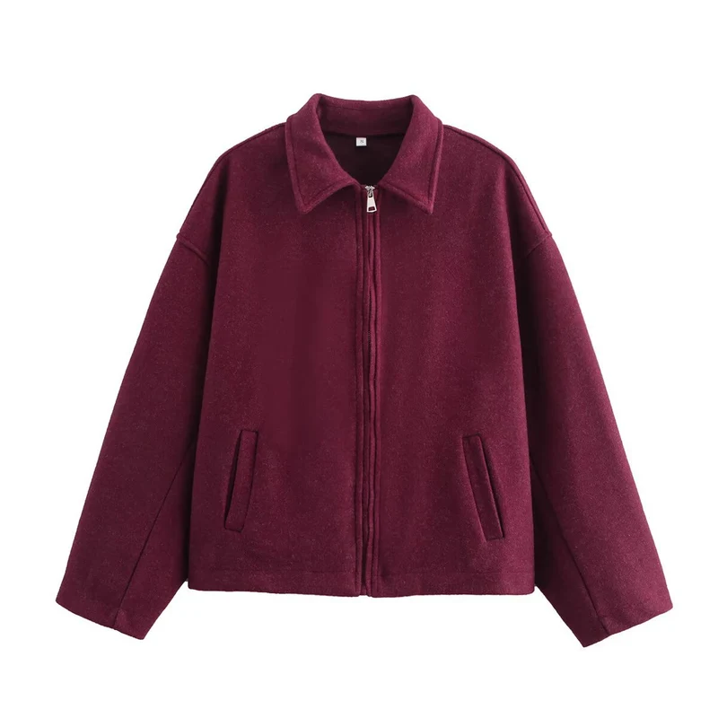 Damen 3100+ lässige kurze Fleece‑Blousonjacke im Boxy‑Cut mit Reißverschluss und Umlegekragen Drune