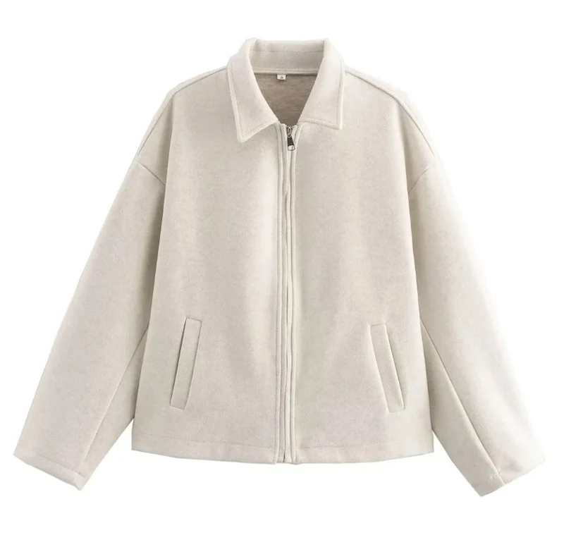 Damen 3100+ lässige kurze Fleece‑Blousonjacke im Boxy‑Cut mit Reißverschluss und Umlegekragen Drune