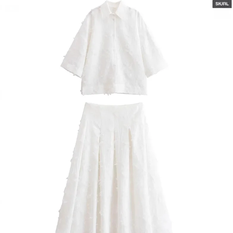 Damen 300+ oversized strukturierte Bluse mit Fransenoptik und dreiviertelärmeln Drune