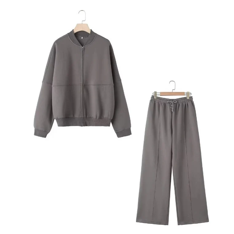 Damen 300+ minimalistische Oversize‑Bomberjacke mit durchgehendem Reißverschluss und gerippten Bündchen Drune