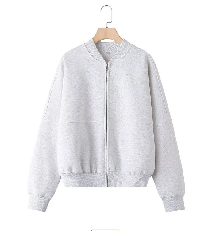 Damen 300+ minimalistische Oversize‑Bomberjacke mit durchgehendem Reißverschluss und gerippten Bündchen Drune